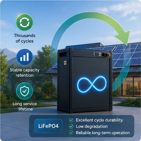 Long Cycle Life of Solar Energy Storage Battery
