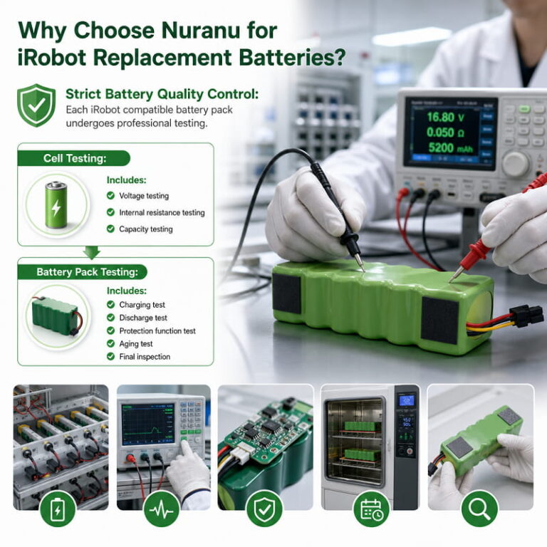 Strict Battery Quality Control of Nuranu iRobot Replacement Batteries