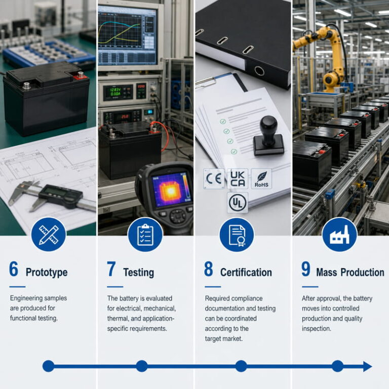 12V Battery Prototype, Testing, Certification and Mass Production