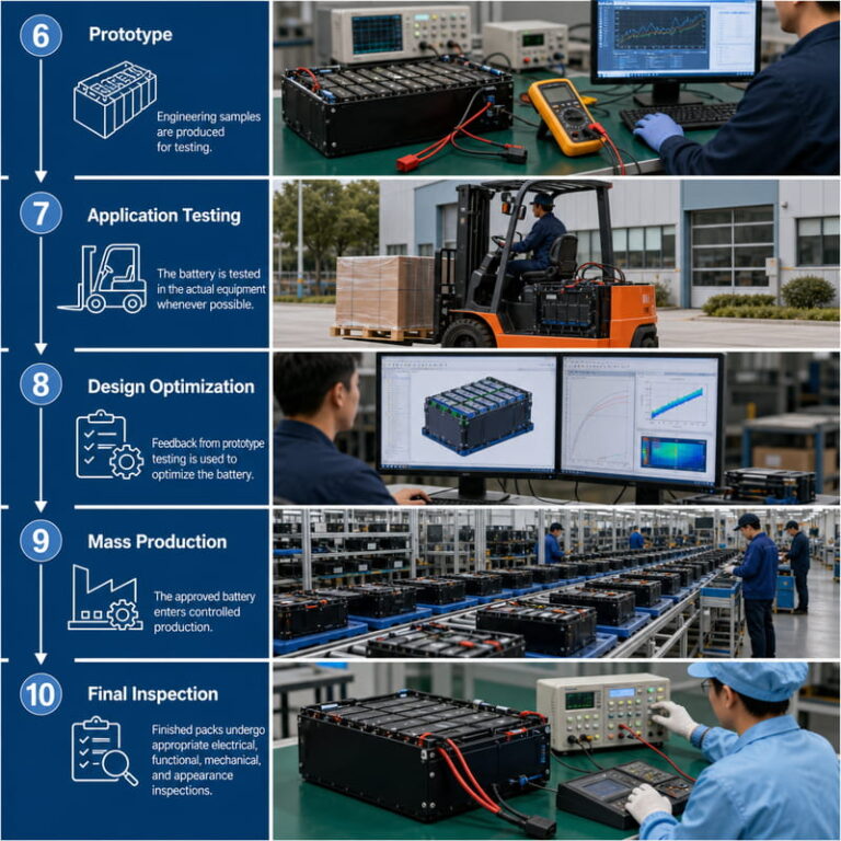 Custom 36V Battery Prototype, Application Testing, Design Optimization, Mass Production and Final Inspection